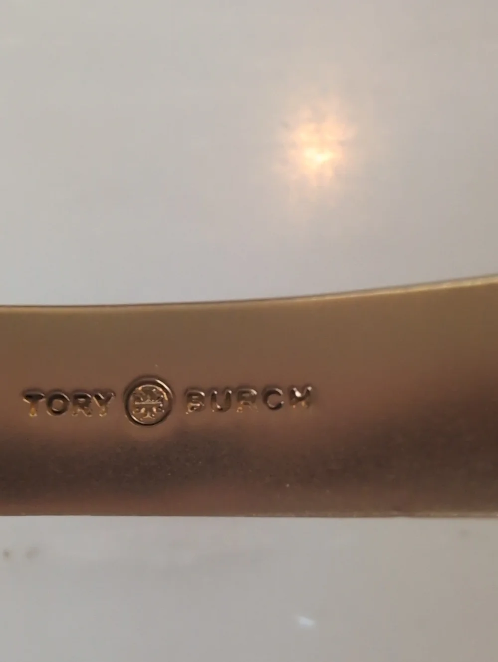 Tory Burch Gold Mother-of-Pearl Logo Bangle